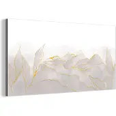 MuchoWow Wanddecoratie Metaal - Aluminium Schilderij Industrieel - Marmerlook - Grijs - Goud - Chic - Marmer - 80x40 cm - Dibond - Foto op aluminium - Industriële muurdecoratie - Voor de woonkamer/slaapkamer