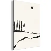 MuchoWow Wanddecoratie Metaal - Aluminium Schilderij Industrieel - Landschap - Abstract - Zwart - Wit - 120x160 cm - Dibond - Foto op aluminium - Industriële muurdecoratie - Voor de woonkamer/slaapkamer