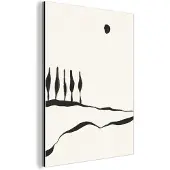 MuchoWow Wanddecoratie Metaal - Aluminium Schilderij Industrieel - Landschap - Abstract - Zwart - Wit - 120x160 cm - Dibond - Foto op aluminium - Industriële muurdecoratie - Voor de woonkamer/slaapkamer