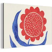 MuchoWow Wanddecoratie Metaal - Aluminium Schilderij Industrieel - Bloem - Plant - Rood - Blauw - 30x20 cm - Dibond - Foto op aluminium - Industriële muurdecoratie - Voor de woonkamer/slaapkamer