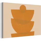 MuchoWow Wanddecoratie Metaal - Aluminium Schilderij Industrieel - Geometrie - Vormen - Geel - Pastel - 90x60 cm - Dibond - Foto op aluminium - Industriële muurdecoratie - Voor de woonkamer/slaapkamer