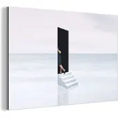 MuchoWow Wanddecoratie Metaal - Aluminium Schilderij Industrieel - Vrouw - Trap - Abstract - Deur - 60x40 cm - Dibond - Foto op aluminium - Industriële muurdecoratie - Voor de woonkamer/slaapkamer