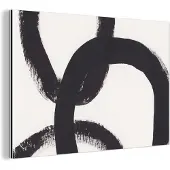 MuchoWow Wanddecoratie Metaal - Aluminium Schilderij Industrieel - Abstract - Vormen - Zwart - Cirkels - 90x60 cm - Dibond - Foto op aluminium - Industriële muurdecoratie - Voor de woonkamer/slaapkamer