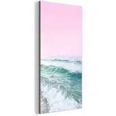 MuchoWow Wanddecoratie Metaal - Aluminium Schilderij Industrieel - Zee - Golven - Roze - Natuur - 40x80 cm - Dibond - Foto op aluminium - Industriële muurdecoratie - Voor de woonkamer/slaapkamer