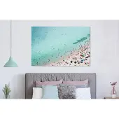 MuchoWow Wanddecoratie Metaal - Aluminium Schilderij Industrieel - Zee - Strand - Parasols - Blauw - Zomer - 150x100 cm - Dibond - Foto op aluminium - Industriële muurdecoratie - Voor de woonkamer/slaapkamer
