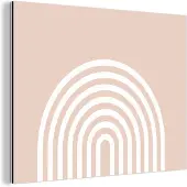 MuchoWow Wanddecoratie Metaal - Aluminium Schilderij Industrieel - Abstract - Kunst - Regenboog - Wit - Roze - 160x120 cm - Dibond - Foto op aluminium - Industriële muurdecoratie - Voor de woonkamer/slaapkamer
