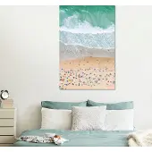 MuchoWow Wanddecoratie Metaal - Aluminium Schilderij Industrieel - Zee - Strand - Parasols - Water - Zomer - 100x150 cm - Dibond - Foto op aluminium - Industriële muurdecoratie - Voor de woonkamer/slaapkamer