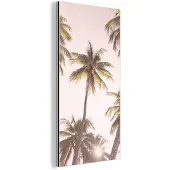 MuchoWow Wanddecoratie Metaal - Aluminium Schilderij Industrieel - Palmbomen - Groen - Zon - Natuur - 80x160 cm - Dibond - Foto op aluminium - Industriële muurdecoratie - Voor de woonkamer/slaapkamer