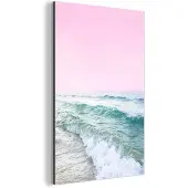 MuchoWow Wanddecoratie Metaal - Aluminium Schilderij Industrieel - Zee - Golven - Roze - Natuur - 60x90 cm - Dibond - Foto op aluminium - Industriële muurdecoratie - Voor de woonkamer/slaapkamer