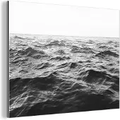 MuchoWow Wanddecoratie Metaal - Aluminium Schilderij Industrieel - Zee - Water - Natuur - Zwart wit - 120x90 cm - Dibond - Foto op aluminium - Industriële muurdecoratie - Voor de woonkamer/slaapkamer