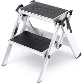Little Jumbo 1313650200 Trap - Enkel - Aluminium - 2 Treden Kunststof - Max. Werkhoogte 2.46 M.