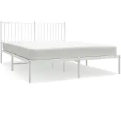 vidaXL Bedframe met hoofdbord metaal wit 160x200 cm