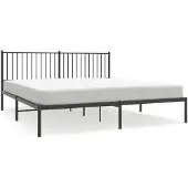 vidaXL Bedframe met hoofdbord metaal zwart 180x200 cm