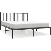 vidaXL Bedframe met hoofdeinde, metaal, zwart, 150x200 cm