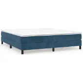DKD Home Decor Boxspring met matras fluweel donkerblauw 180x200 cm