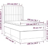 vidaXL Boxspring met matras stof lichtgrijs 100x200 cm