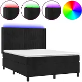 vidaXL Boxspringbed met matras en LED-verlichting, zwart, 140x200 cm, fluweel