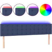 vidaXL Hoofdbord LED 160x5x78/88 cm stof blauw
