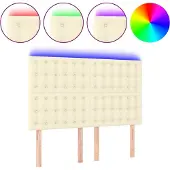 vidaXL Hoofdbord LED 144x5x118/128 cm kunstleer crèmekleurig