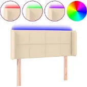 vidaXL Hoofdbord LED 93x16x78/88 cm stof crèmekleurig