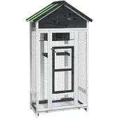vidaXL Volière 91,5x53x170 cm massief grenenhout grijs