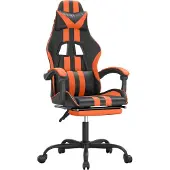 vidaXL Gamestoel draaibaar met voetensteun kunstleer zwart en oranje