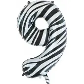 Wefiesta Folieballon Cijfer 9 Zebraprint 86 cm