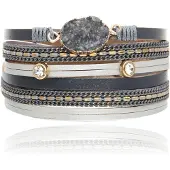 Deja Jewels Grijze Multilayer Armband met Steen