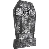 Boland Horror kerkhof decoratie grafsteen RIP met kruis en schedel 50 x 27 cm - Feestdecoratievoorwerp