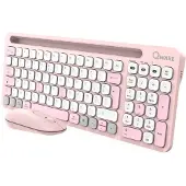 Qware Draadloos Toetsenbord En Muis Florence Azerty Roze (pcb-398pk)