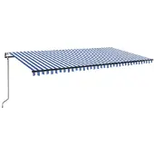 vidaXL Luifel automatisch met LED en windsensor 600x300 cm blauw wit