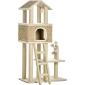 PawHut Paws kattenboom 130H cm klimboom met kattengrot speelballen