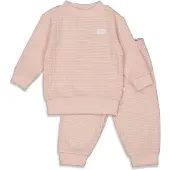 Feetje Wafel pyjama oudroze/wit Jongens/Meisjes Katoen Ronde hals Streep - maat 152