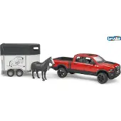 Bruder Spielwaren Bruder RAM 2500 Power Wagon met paardentrailer en 1 paard; artikelnummer 2501