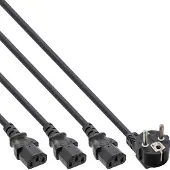 InLine 3x C13 - CEE 7/7 (haaks) Y-stroomkabel - 0,60m + 3x 1,20m - 3x 1,00mm / zwart - 1,8 meter
