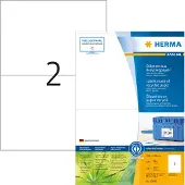 Herma 10832 Etiketten van gerecycled papier, A4, 210 x 148 mm, wit, permanent hechtend
