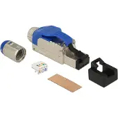 DeLOCK RJ-45 connector, geschikt voor veldmontage, Cat.8.1 (blauw, metalen behuizing)