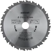 Wolfcraft - Cirkelzaagblad 216x30 mm Afkortzaag - 24 tanden - Geschikt voor Afkortzagen & Tafelzagen - 6551000
