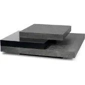 Temahome Salontafel Slato 90x90 met 3 niveaus - beton/zwart
