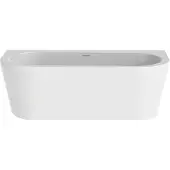 Xenz Charley 180x80x60 half-vrijst. bad glans wit incl. sleuf overloop/afvoer glans wit