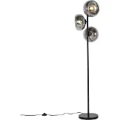 QAZQA Art Deco vloerlamp zwart met smoke glas 3-lichts - Ayesha