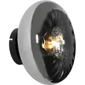 QAZQA Art Deco wandlamp zwart met smoke glas - Ayesha