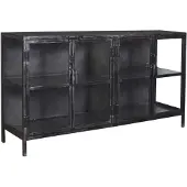 AnLi Style Dressoir Rift metal 4 deuren (Zwart, 180x92x40cm)