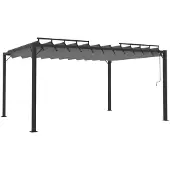 vidaXL Prieel met lamellendak 3x4 m stof en aluminium antracietkleurig