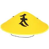 Funny fashion Chinese Aziatische verkleedhoed - geel - vilt - carnaval - Verkleedhoofddeksels