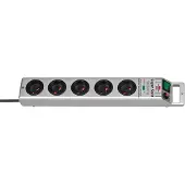 Brennenstuhl SUPER-SOLID Zilver Stekkerdoos - 5 stopcontacten - met overspanningsbeveiliging en 2,5m kabel (13.500A)