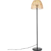 QAZQA Landelijke vloerlamp zwart met bamboe incl. LED - Kaiser
