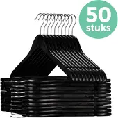 LifeGoods Kledinghangers - Met Broeklat - Hardhout - Zwart - 50 Stuks