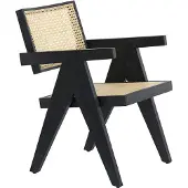 Light & Living Stoel 56x53x79 cm MORAZAN hout zwart+rotan naturel (Zwart, 56x79x53cm)