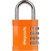 LifeGoods Hangslot - Cijferslot - 4-Cijfers - Weerbestendig - Oranje
